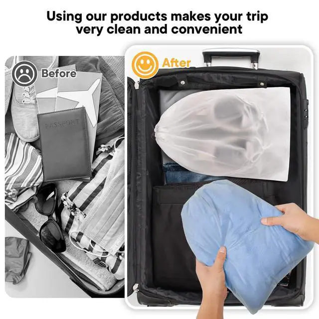 Alt view image 6 of 6 - 25 Pack Shoe Bags for Travel, 11.8" x 15.7" Waterproof Travel Shoe Bags for Packing,Large Travel Bag for Shoes, Storage Bags for Travel Essentials