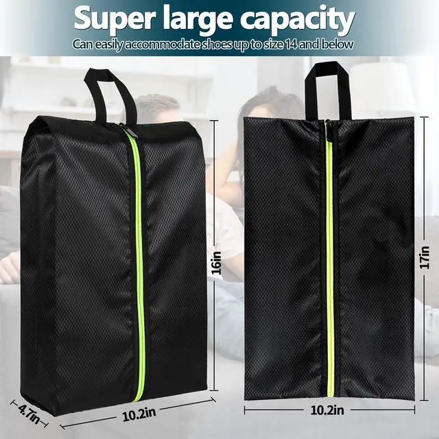 Alt view image 2 of 6 - Shoe Bags for Travel - Set of 3 Pack Large Capacity Oxford Fabric Shoe Bags, Multi-Functional Dust-Proof and Waterproof Men & Women Travel Shoe Bag(Black)
