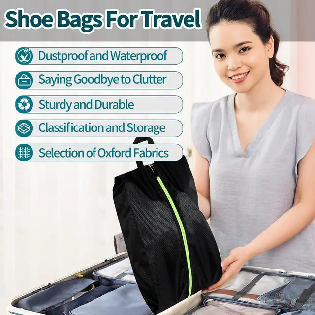 Alt view image 6 of 6 - Shoe Bags for Travel - Set of 3 Pack Large Capacity Oxford Fabric Shoe Bags, Multi-Functional Dust-Proof and Waterproof Men & Women Travel Shoe Bag(Black)