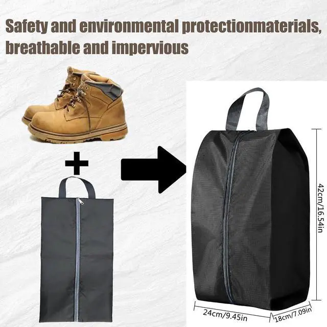 Alt view image 2 of 7 - ASANMEYO 5Pcs XL Travel Shoe Bags Portable Travel Gifts Shoe Organizer with Zipper Closure, Waterproof Nylon Shoe Storage Organizer with Handle Travel Bags For Men and Women, Black