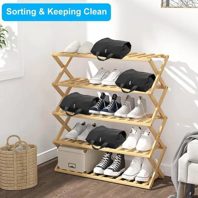 Alt view image 5 of 7 - ASANMEYO 5Pcs XL Travel Shoe Bags Portable Travel Gifts Shoe Organizer with Zipper Closure, Waterproof Nylon Shoe Storage Organizer with Handle Travel Bags For Men and Women, Black