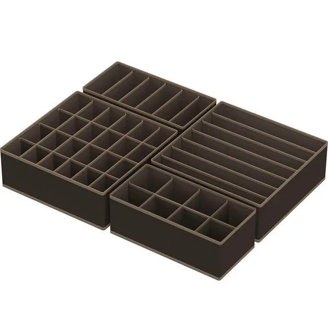 Alt view image 2 of 7 - 4-Pack Drawer Organizer Set for Underwear/Socks/Bra, Brown
