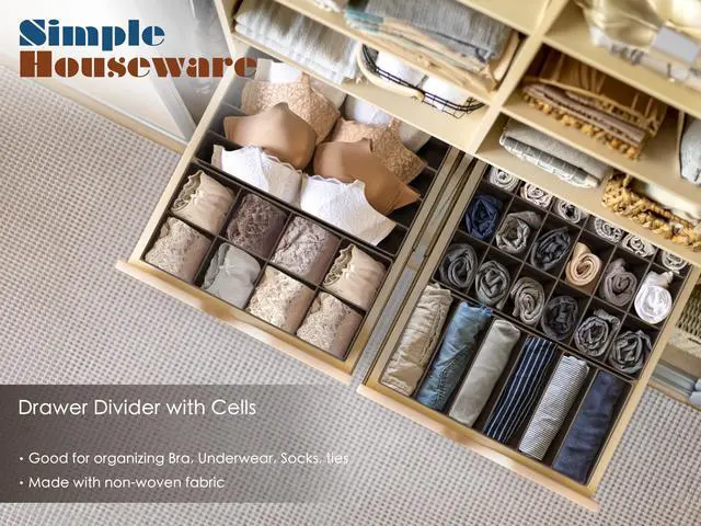 Alt view image 6 of 7 - 4-Pack Drawer Organizer Set for Underwear/Socks/Bra, Brown