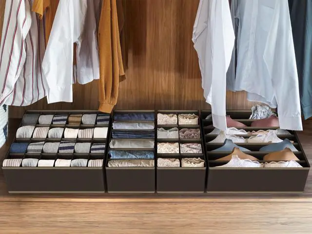 Alt view image 7 of 7 - 4-Pack Drawer Organizer Set for Underwear/Socks/Bra, Brown