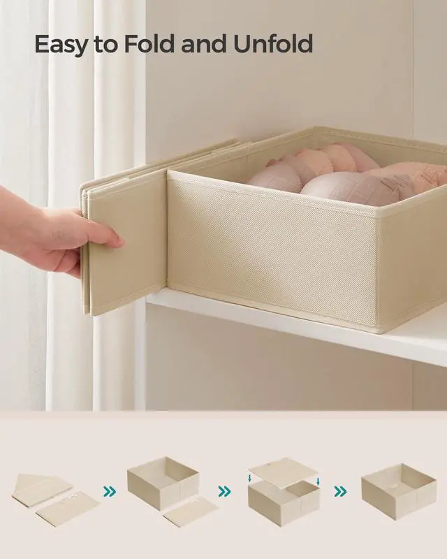 Alt view image 6 of 7 - Drawer Organizers, Dresser Divider Organizers, Set of 12, Foldable Fabric Storage Boxes for Socks, Underwear, Bras, Ties, Scarves, Summer Sand URDZ006Y02