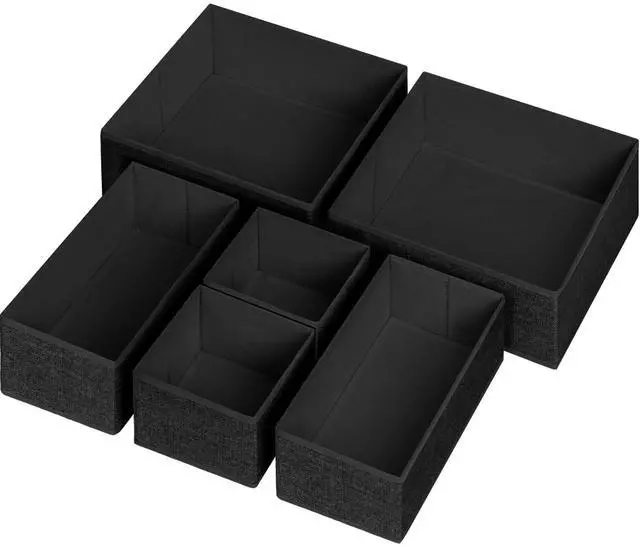 Main image of 6 Pack Clothes Drawer Organizer Dividers, Fabric Foldable Closet Dresser Drawer Organizer for Clothing, Bra Sock Underwear Drawer Organizer for Nursery Bedroom Organization (6 Bins, Black)