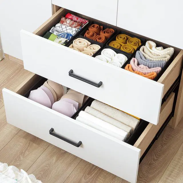 Alt view image 2 of 7 - 6 Pack Drawer Organizers for Clothing, Dresser Drawer Organizer Clothes, Fabric Foldable Closet Organizers and Storage Basket Bins for Clothes, Underwear, Bras, Socks (Black)