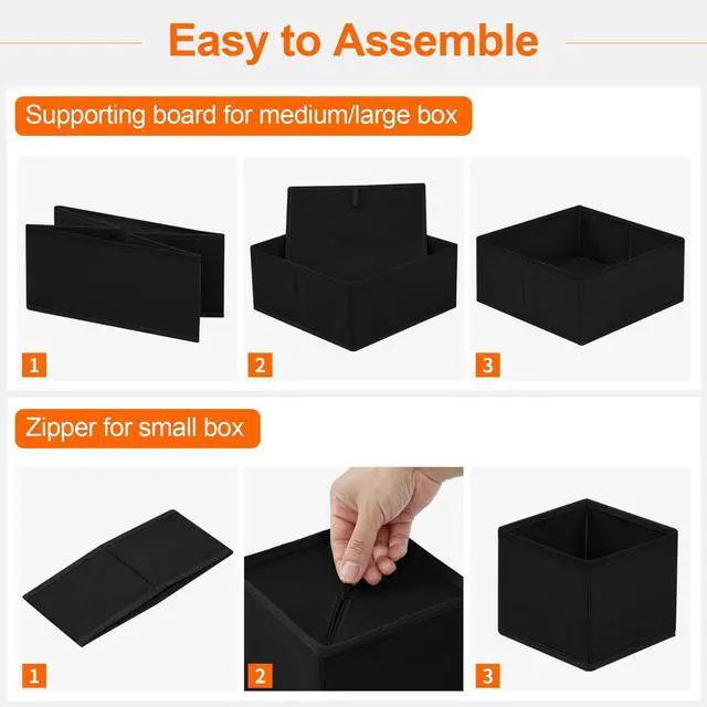 Alt view image 6 of 7 - 6 Pack Drawer Organizers for Clothing, Dresser Drawer Organizer Clothes, Fabric Foldable Closet Organizers and Storage Basket Bins for Clothes, Underwear, Bras, Socks (Black)