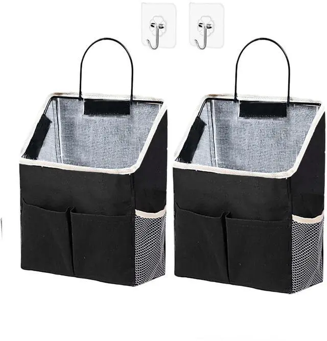 Main image of 2pcs Wall Hanging Storage Bag,Wall Hanging Organizer Bags with Pockets, Wall Organizer Storage for Dormitory Bathroom Bedroom Kitchen(Black)