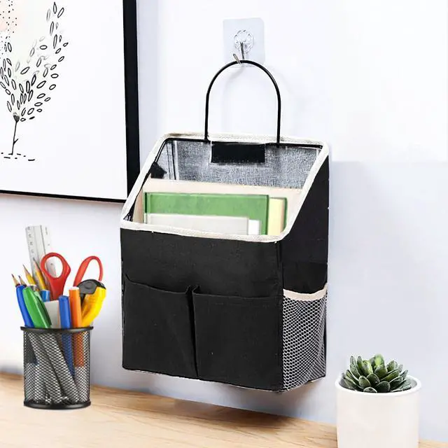 Alt view image 3 of 5 - 2pcs Wall Hanging Storage Bag,Wall Hanging Organizer Bags with Pockets, Wall Organizer Storage for Dormitory Bathroom Bedroom Kitchen(Black)