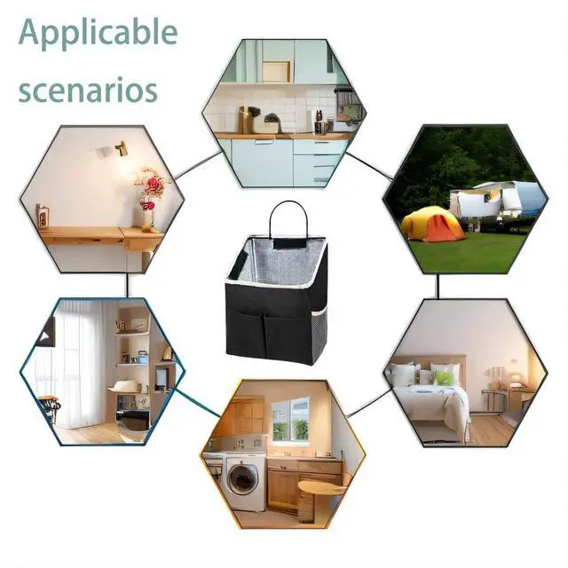 Alt view image 4 of 5 - 2pcs Wall Hanging Storage Bag,Wall Hanging Organizer Bags with Pockets, Wall Organizer Storage for Dormitory Bathroom Bedroom Kitchen(Black)