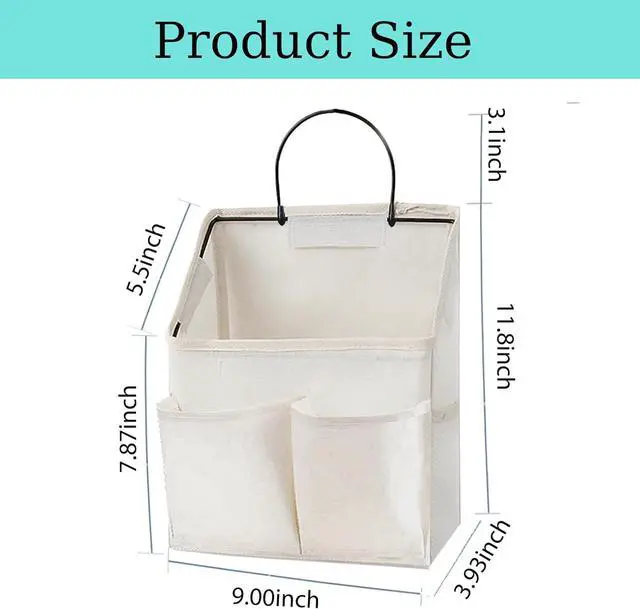 Alt view image 2 of 6 - Wall Hanging Storage Bag,Wall Hanging Organizer Bags with Pockets, Wall Organizer Storage for Dormitory Bathroom Bedroom Kitchen (White 1)