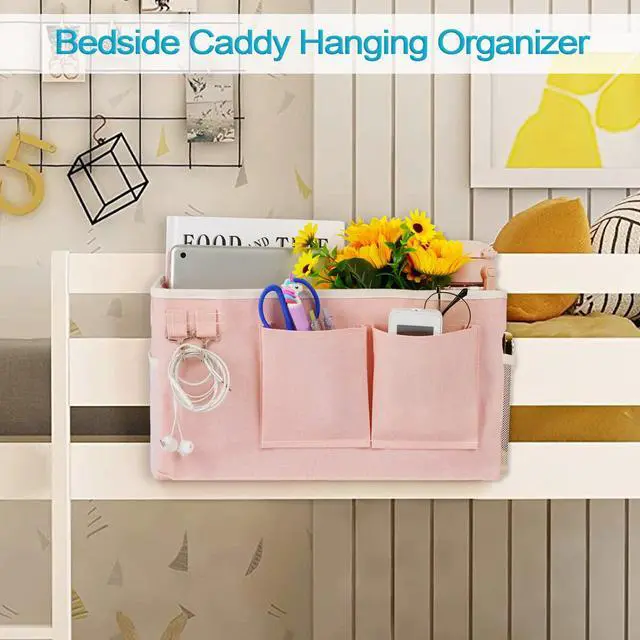 Alt view image 2 of 7 - Bedside Caddy, Bedside Storage Bag Hanging Organizer for Bunk Dorm Bed Rail