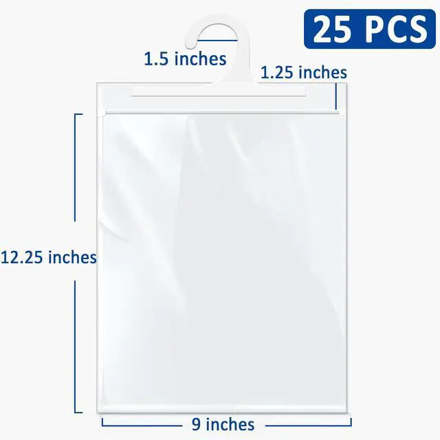 Alt view image 3 of 5 - 24 Pack Hanging Storage Bags, Large Hook 9 x 13-inch Clear Plastic Bags for Classroom, Library, and Pharmacy Use