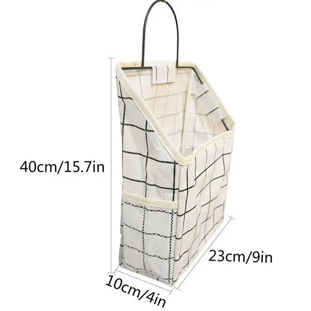 Alt view image 2 of 7 - Wall Hanging Storage Bag, Waterproof Over The Door Closet Organizer Hanging Pocket Linen Cotton Organizer Box Containers for Bedroom, Bathroom (White)