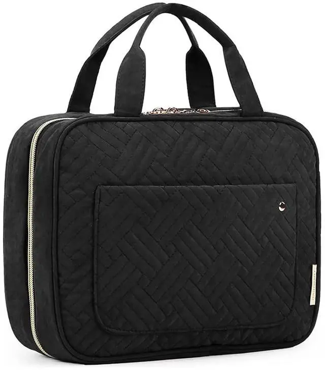 Main image of Toiletry Bag Travel Bag with Hanging Hook, Water-resistant Makeup Cosmetic Bag Travel Organizer for Accessories, Shampoo, Full-size Container, Toiletries (Black, Medium)
