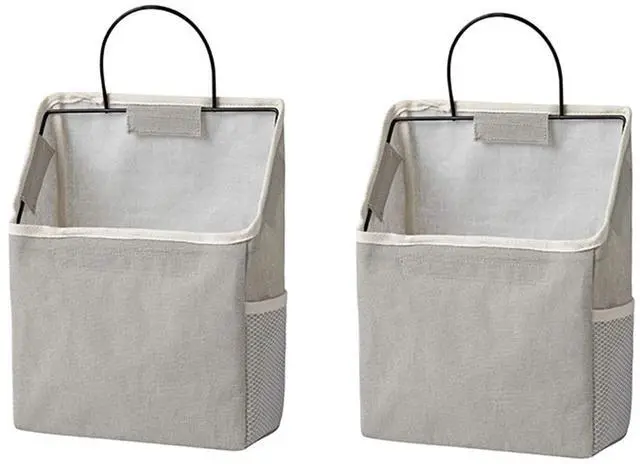 Main image of Wall-Hanging Storage Bags, Desktop Organizer Basket Cotton Linen Hanging Storage Basket for Kitchen,Bderoom,Living Room (#2 Grey)
