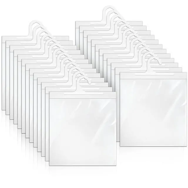 Alt view image 7 of 7 - 12x12-inch Hanging Storage Bags, Headphone Storage Bags, 12x12 Scrapbook Paper Organizer, Large Hook Clear Plastic Bags for Classroom, Library, and Pharmacy Use-24 Pack