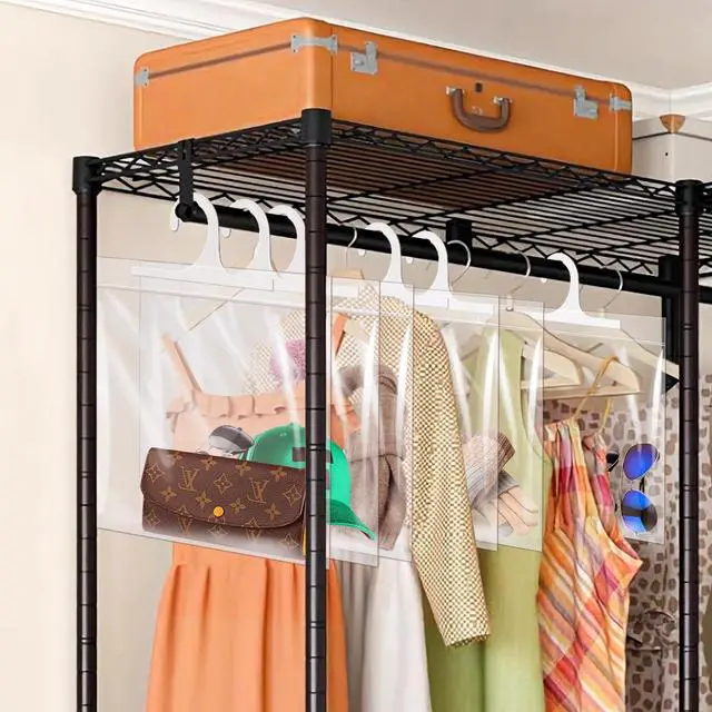 Alt view image 5 of 7 - 12x12-inch Hanging Storage Bags, Headphone Storage Bags, 12x12 Scrapbook Paper Organizer, Large Hook Clear Plastic Bags for Classroom, Library, and Pharmacy Use-24 Pack