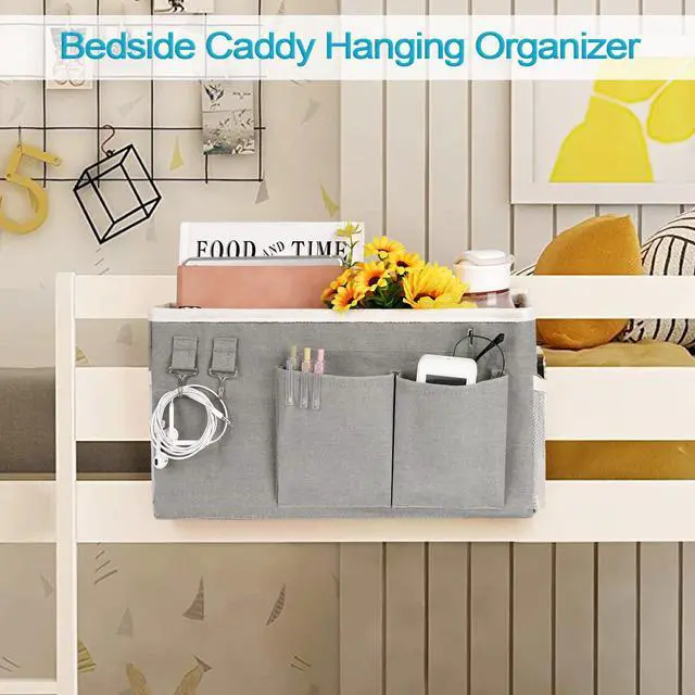 Alt view image 2 of 7 - Bedside Caddy, Bedside Storage Bag Hanging Organizer for Bunk Dorm Bed Rail