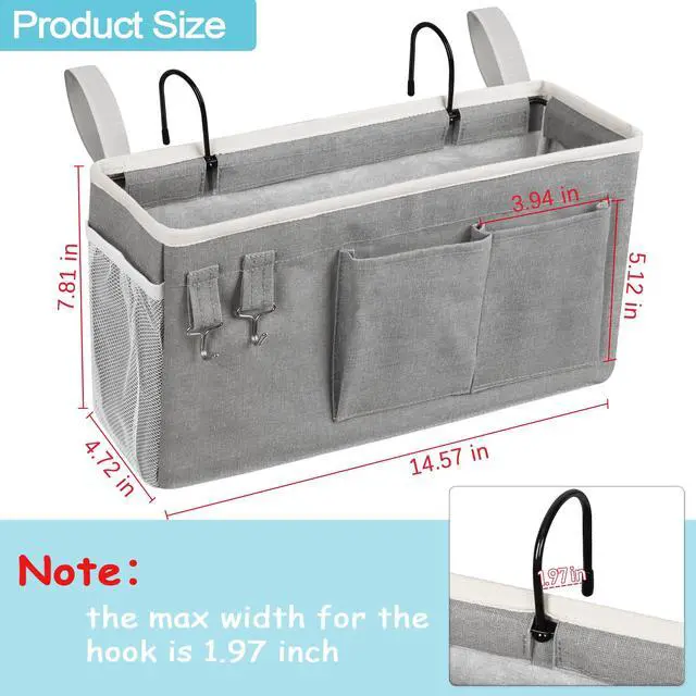 Alt view image 3 of 7 - Bedside Caddy, Bedside Storage Bag Hanging Organizer for Bunk Dorm Bed Rail