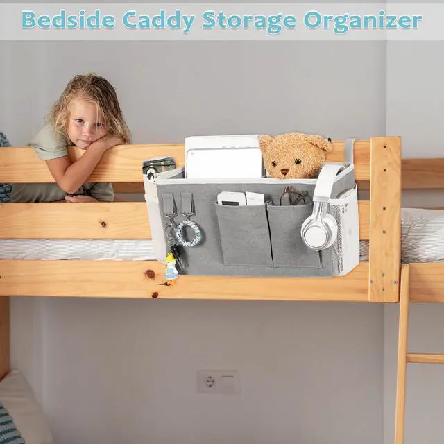 Alt view image 6 of 7 - Bedside Caddy, Bedside Storage Bag Hanging Organizer for Bunk Dorm Bed Rail