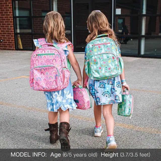 Alt view image 2 of 6 - Girls Backpack 5-8: Lightweight Kids Backpacks for Girls - Girl Bookbag for Elementary School - Rainbow Pink