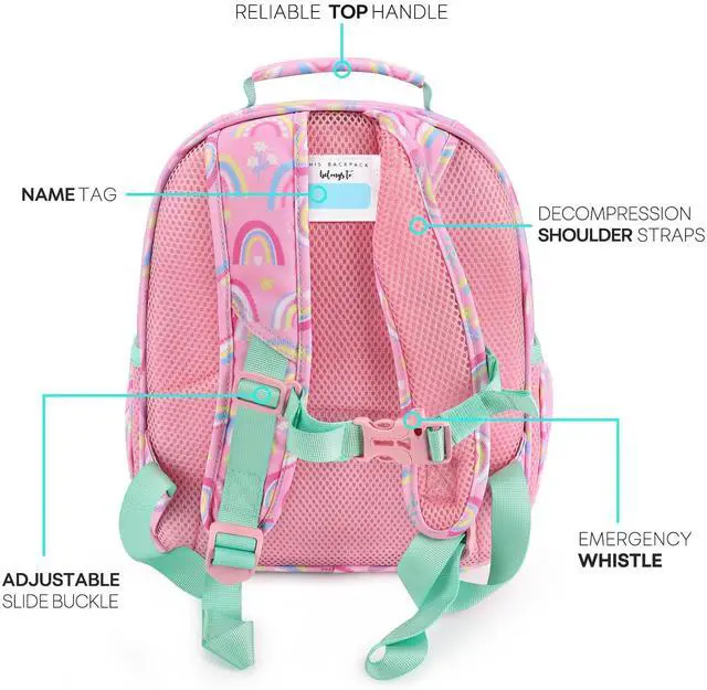 Alt view image 3 of 6 - Girls Backpack 5-8: Lightweight Kids Backpacks for Girls - Girl Bookbag for Elementary School - Rainbow Pink
