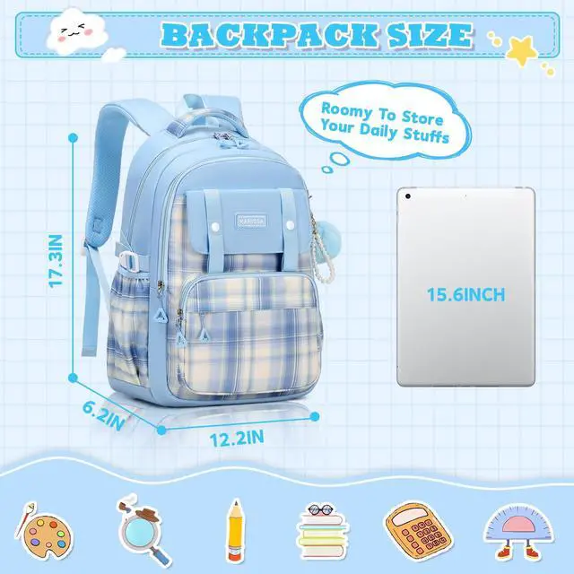 Alt view image 3 of 7 - Girls Backpack, Ideal School Backpack for Girls from Elementary to Teen Years, Kawaii Bookbag Cute Large Capacity