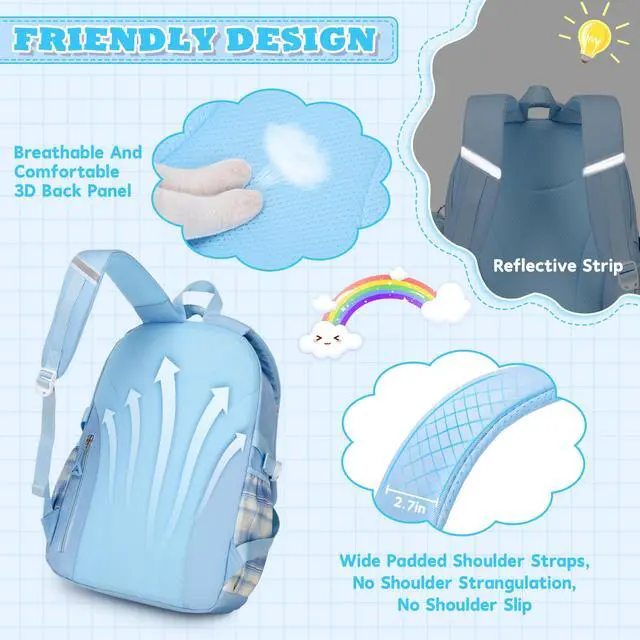 Alt view image 5 of 7 - Girls Backpack, Ideal School Backpack for Girls from Elementary to Teen Years, Kawaii Bookbag Cute Large Capacity