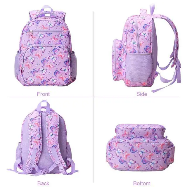 Alt view image 7 of 7 - Kids Backpack for Girls - Girls Backpack 3-8 Ages Butterfly for Kids 15 Inch School Bookbag for Kindergarten Elementary School Bookbag for Girl 1st 2nd Grade