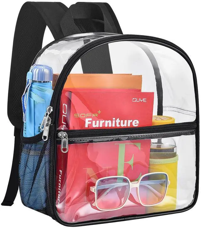 Main image of Clear Backpack Stadium Approved 12×12×6 with Reinforced and Wider Shoulder Straps, Small Clear Bag for Schools, Concerts, Work, Festivals and Sporting Events - Black