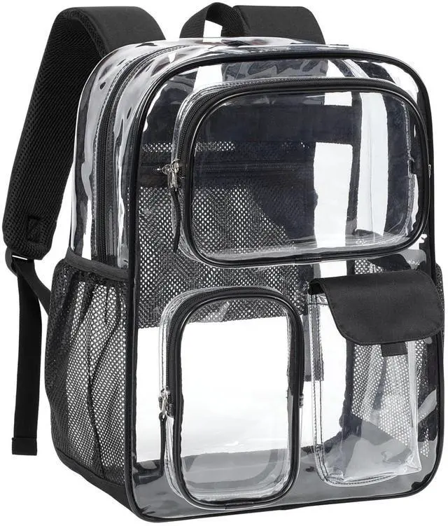 Main image of Clear Backpack for School - 17 inch Heavy Duty Bookbag, Black