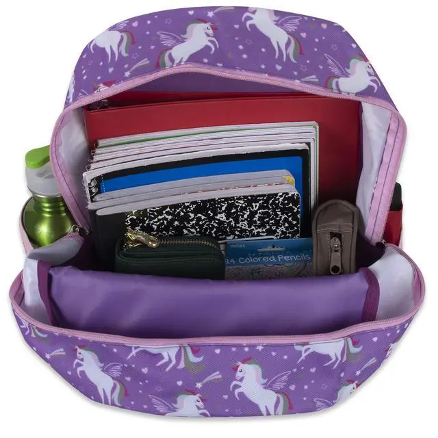 Alt view image 3 of 7 - 17 Kids Character School Backpacks Plush for Girls with Side Pockets, Padded Straps (Plush Unicorn Love)