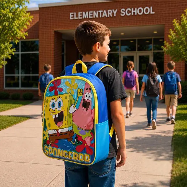 Alt view image 7 of 7 - Spongebob Squarepants Toddler Boy Backpack for Kids - Toddler Backpack with Padded Straps & Zip Compartment Little Kids - 15"