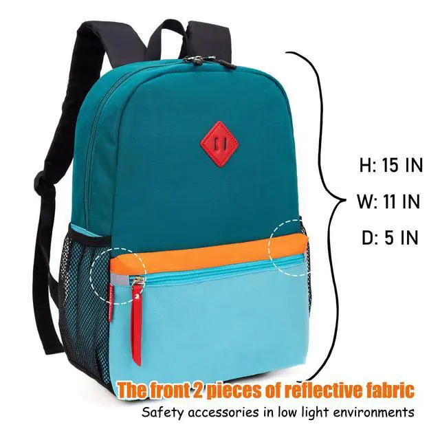 Alt view image 2 of 7 - Toddler Kids Backpack for Boys or Girls, Green Blue, 15 Inch