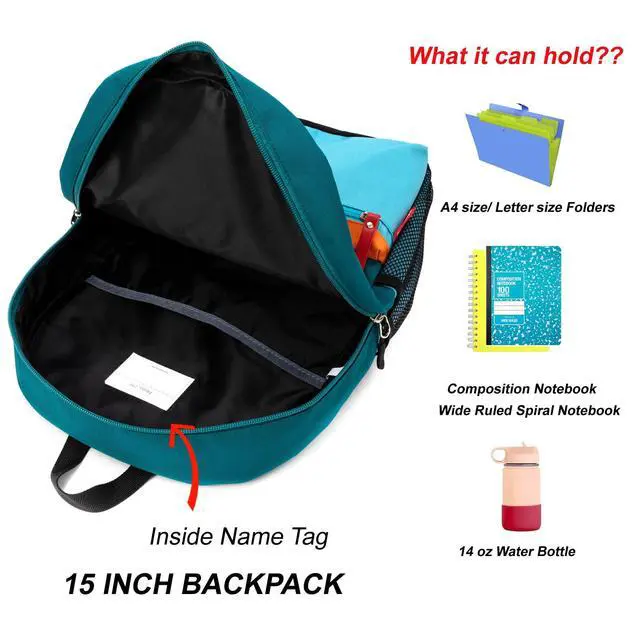 Alt view image 5 of 7 - Toddler Kids Backpack for Boys or Girls, Green Blue, 15 Inch