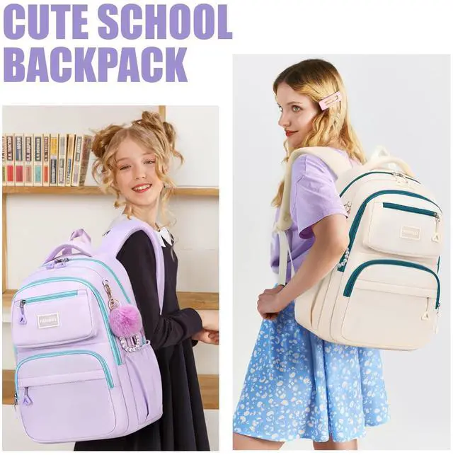 Alt view image 2 of 7 - Girls Backpacks Ages 8-10, 10-12, 12-14, Lightweight Kids Teens Bookbag Large Capacity Aesthetics Bags for Elementary Primary High School