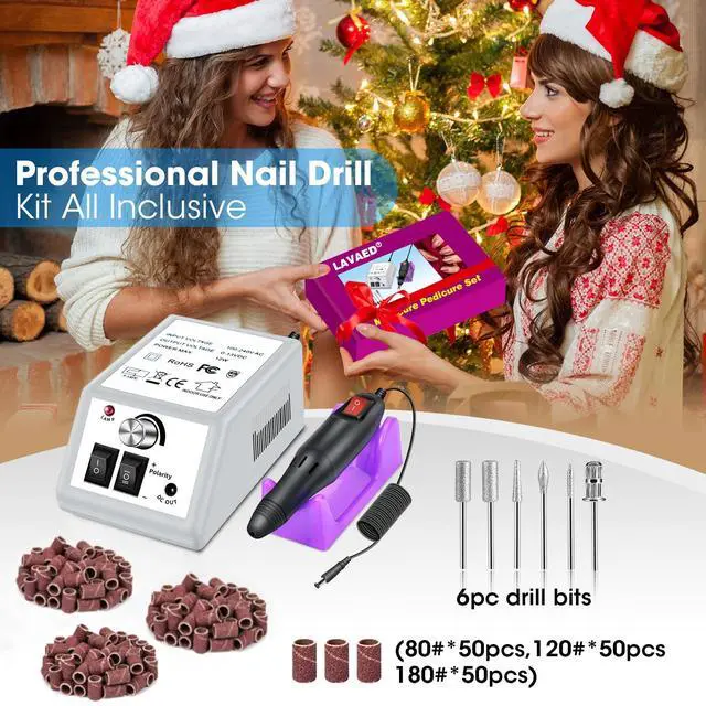 Alt view image 6 of 6 - Professional Electric Nail Drill Machine Kit - Low Noise Vibration with 156pcs Sanding Bands for Acrylic Nail Drill, Gel Art Remover, Polisher, Manicure, Pedicure