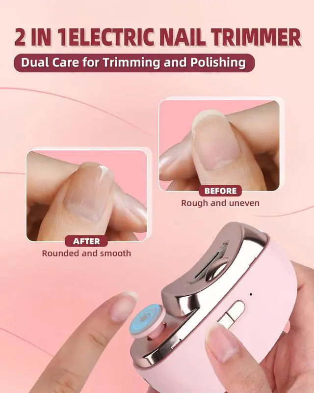 Alt view image 4 of 6 - 2026 Upgraded Electric Nail Clipper, 3 in 1 Automatic Nail Trimmer and Polisher with LED Light & Clip Storage,USB Rechargeable - 2 Speeds Electric Nail File for Baby, Adults, Seniors