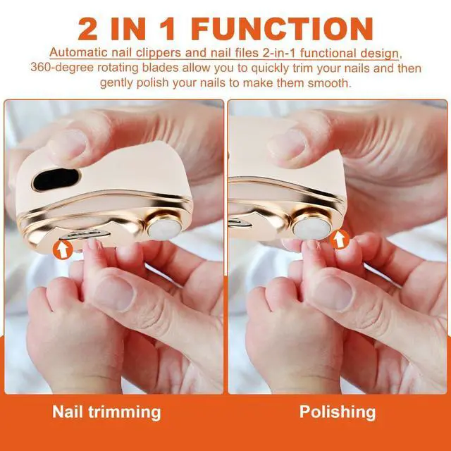 Alt view image 6 of 7 - 2 in 1 Electric Nail Clipper,2 Speed Automatic Nail Trimmer,Polishing & Nail-Scraps Storage with LED Light,Type-C USB Rechargeable Fingernail Clipper for Women Men Adult Seniors(White)