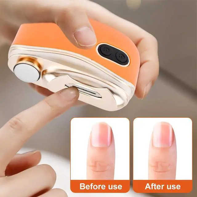 Alt view image 3 of 7 - 2 in 1 Electric Nail Clipper,2 Speed Automatic Nail Trimmer,Polishing & Nail-Scraps Storage with LED Light,Type-C USB Rechargeable Fingernail Clipper for Women Men Adult Seniors(Orange)