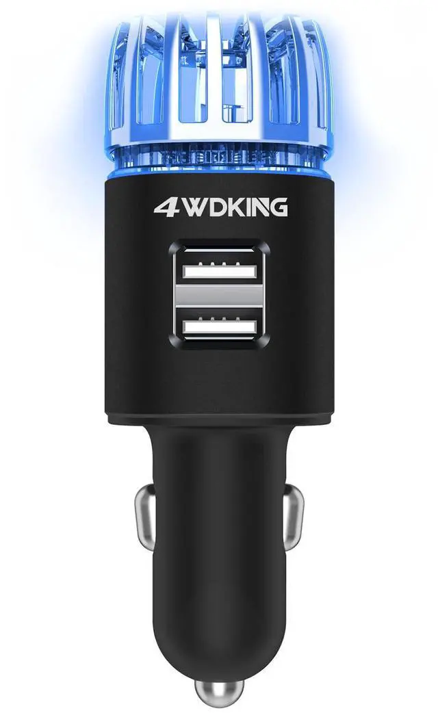 Main image of Car Air Purifier Ionizer, 12V Plug-in, Dual USB, Odor Eliminator