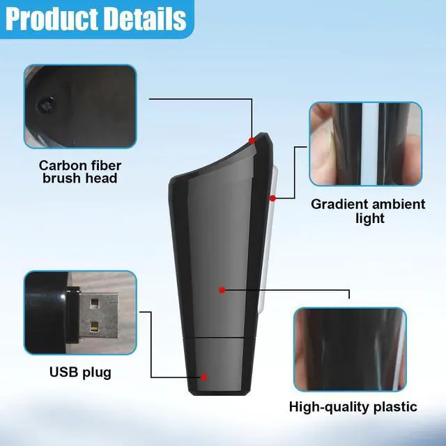 Alt view image 3 of 6 - Car Air Cleaner Ionizer, Plug-in Auto Air Freshener With Ambient Lighting, Portable USB Vehicle Odor Eliminator for Removing Smoke, Pet and Food Odors, Dust (Black)