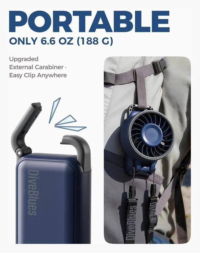 Alt view image 4 of 7 - Fanzy D6036 Portable Handheld Fan, Harbor Blue