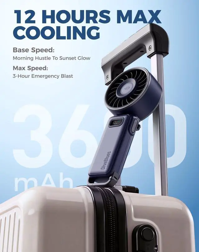 Alt view image 6 of 7 - Fanzy D6036 Portable Handheld Fan, Harbor Blue