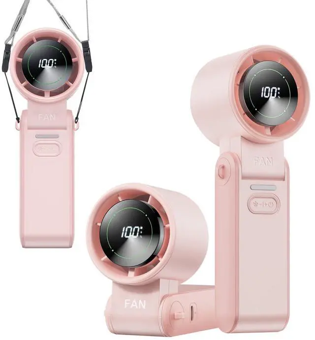 Main image of 3-in-1 Portable Handheld Turbo Fan-100 Speeds,Powerful 20000 RPM, 12Hrs Cooling, LED Display, 120° Rotation, USB Rechargeable Mini Hand Held Personal Fan for Travel Makeup Outdoor Indoor, Pink