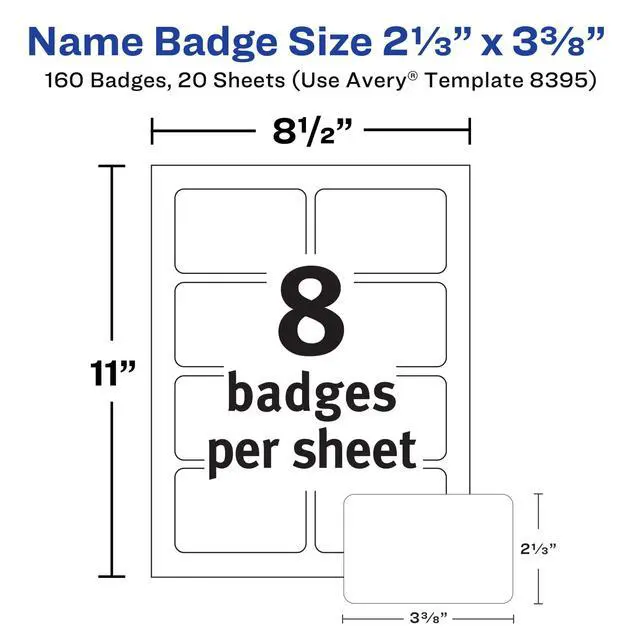 Alt view image 4 of 7 - Flexible Printable Name Tags, 2-1/3" x 3-3/8", Matte White, 160 Removable Name Badges (8395)