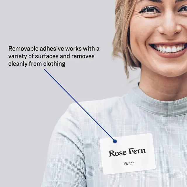 Alt view image 2 of 7 - Customizable Name Tags, 2-1/3" x 3-3/8", White, 100 Removable Name Badges (05147)