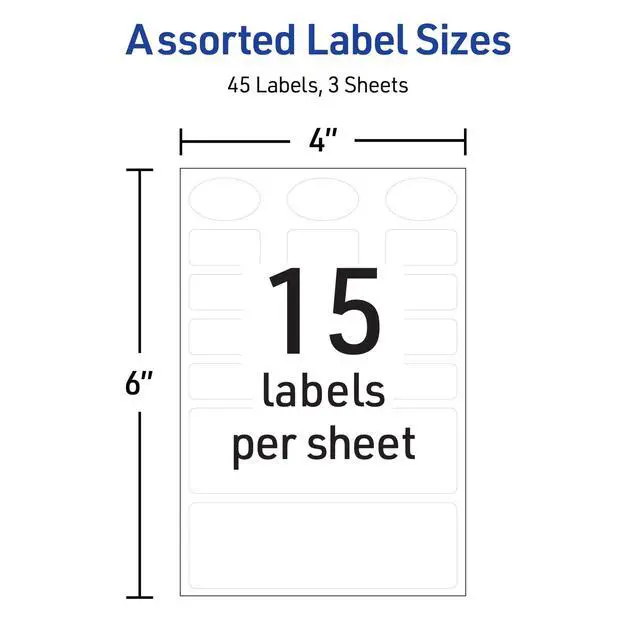 Alt view image 3 of 7 - No-Iron Fabric Labels, Assorted Shapes and Sizes, Washer and Dryer-Safe Waterproof Labels, Non-Printable, 45 Total (40700)
